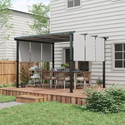Pergola with 3 sliding canopies 3.5L x 3l x 2.35H m