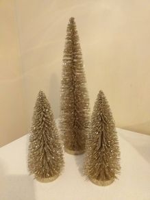 Set of 3 Gold Glitter Christmas Trees