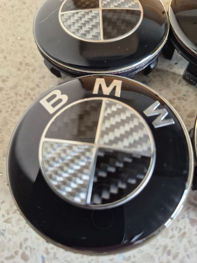 BMW Carbon Fibre Centre 56mm Caps (Black) Free Post