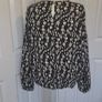 Primark Black White Floral Boho Blouse UK 14 Long Sleeve Top Image 4