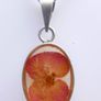 Sterling Silver 925 Chain Necklace With Resin Silver Mounted Flower Pendant Hallmark Length 16,5" - 5,94g Image 5