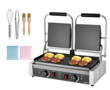Commercial Panini Grill, 3600W Electric Sandwich Panini Maker, Stainless Steel Double Sandwich Press, Panini Grill with Temp Control