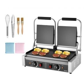 Commercial Panini Grill, 3600W Electric Sandwich Panini Maker, Stainless Steel Double Sandwich Press, Panini Grill with Temp Control