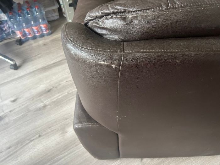 Chocolate brown leather 3+2 seater sofa set