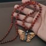 Antique Carnelian Agate Beads From Mali with Sterling Silver Shell Butterfly Pendant Necklace Image 7