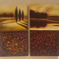 A large pair of matching paintings