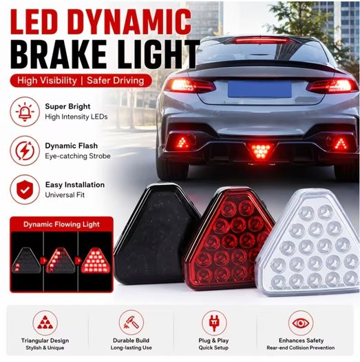 F1 Style Triangle LED Stop Light Rear Third Warning Strobe Lamp