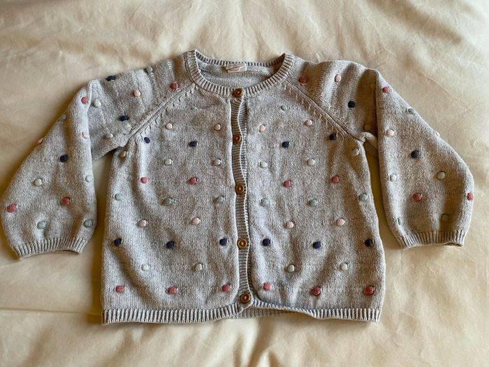 Grey cardigan bauble detail 9-12 months