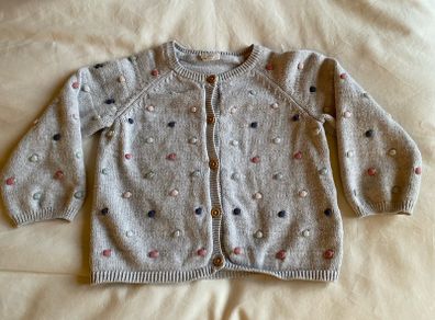 Grey cardigan bauble detail 9-12 months