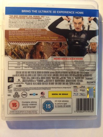 Resident Evil: Afterlife 3D [2010] Milla Jovovich [3D/Blu-ray Movie]