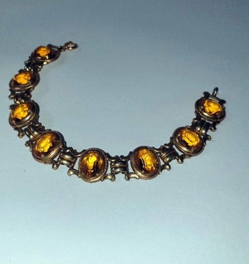 Vintage K&L 14ct Gold & Amber Bracelet