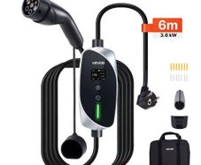 Mobile Wallbox, 3.6 kW 16A, Type 2 Portable EV Charger, Single Phase Electric Vehicle Car Charger with 6 m Charging Cable, Schuko16A Plug, LCD, Adjustable EV Charging Station, IP66 Control Box