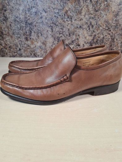 mens BARKER TORQUAY slip on shoes Brown Burnished Calf Size UK 7.5 EU 41.5 moccasin boat shoes