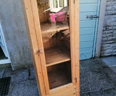 Tall pine display cabinet
