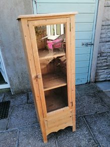 Tall pine display cabinet