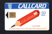 1996 Ireland 50 unit National College of Art and Design's (NCAD) 250 year anniversary (Gemplus GEM1) Call Card Used. Telecom Eireann card number 1120
