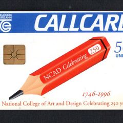 1996 Ireland 50 unit National College of Art and Design's (NCAD) 250 year anniversary (Gemplus GEM1) Call Card Used. Telecom Eireann card number 1120