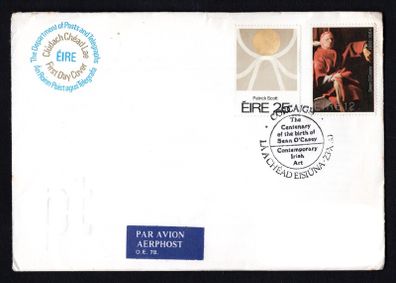 1980 Ireland Anniversaries: Birth Centenary of Sean O'Casey. Irish Art (Gold Painting No 57) Patrick Scott Commemorative Stamp Post and Telegraph First Day Cover (FDC) with Cork cancel
