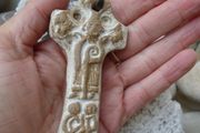 Handmade Stoneware cross, Necklace, Pendant, Ornament, Aherla stone