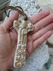 Handmade Stoneware cross, Necklace, Pendant, Ornament, Aherla stone
