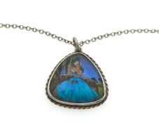 Vintage 925 Sterling Silver Real Butterfly Wing Necklace