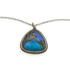 Vintage 925 Sterling Silver Real Butterfly Wing Necklace