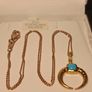 Gold Plated Sterling Silver Turquoise Cresent Shaped Pendant Image 3