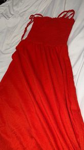 H&M bright red/orange smocked maxi