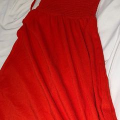 H&M bright red/orange smocked maxi