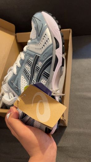 ASICS Grey White Silver Trainers Sneakers Size 42