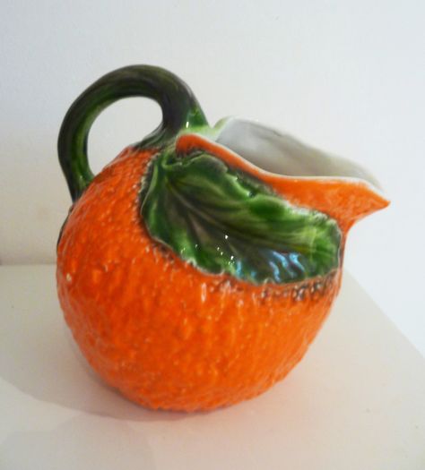 Vintage Bordallo Pinheiro style orange jug