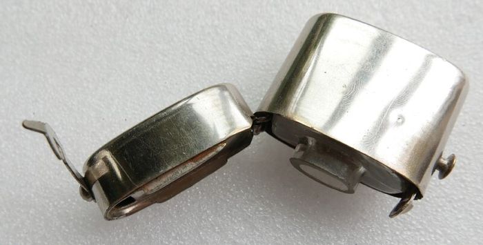 Antique Chrome Nickel Plated Metal Case Travel Bottle Ink - Scent Perfume