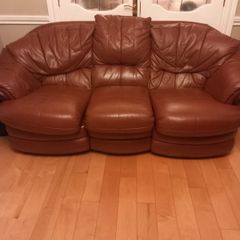 Burgandy Leather 3 Seater Couch