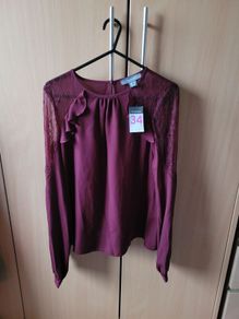 Beautifull elegant shirt blouse with lace burgund