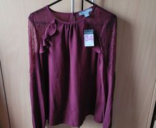 Beautifull elegant shirt blouse with lace burgund