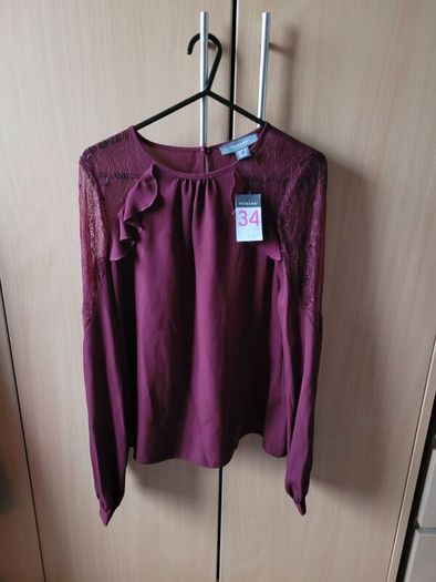 Beautifull elegant shirt blouse with lace burgund