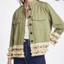 Fab Zara Boho Khaki Lightweight Shacket with Crochet Trim Detail  Size Large UK 12 Image 4