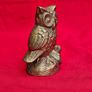 Brass Owl Figurine on Tree Stump Image 2