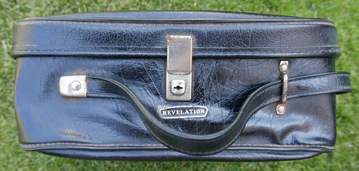 Vintage 1900S Black Textured faux-leather Revelation Train Vanity Case