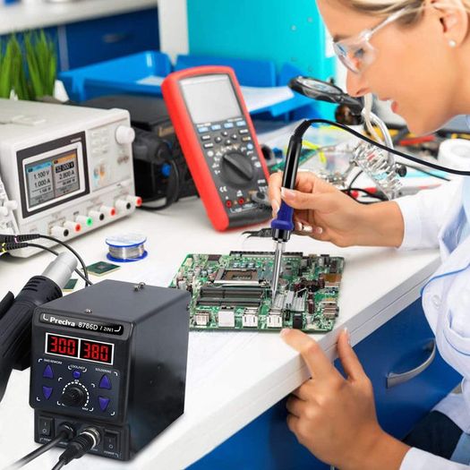 2 in 1 740W hot air gun LCD Digital display welding rework station for cell-phone BGA SMD PCB IC Repair solder iron hairdry