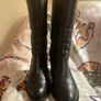 Black Leather Calf Length Boots Image 3