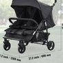 Double Stroller, Side x Side, Foldable Lightweight Twin Stroller with Tandem Seating, Adjustable Footrest/Rotating Handle, Wrap-Around Safety Harness,Storage Basket,for Newborn & Toddler (Black) Image 2