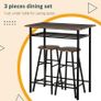 Bar Table Set, Bar Table and Stools Set, Footrest and Storage Shelf, for Kitchen, Dining Room, Pub, Cafe, Black and Oak Image 3