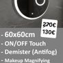LED Bathroom Mirror 60cm Demister Makeup Image 2