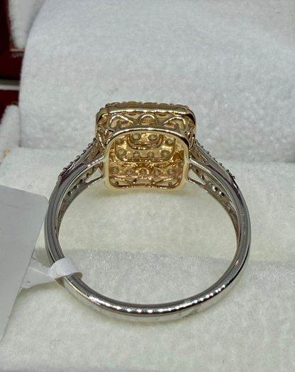 Gold SGL Certified - Natural Yellow Diamond & White Diamond Ring in 9K Yellow & White Gold 1.00 Ct.