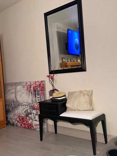 Solid Wood Hallway Bench & Mirror