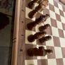 Vintage Style Marquetry Inlaid Folding Wooden Chess Checkers Draughts Pop Board Chess Pieces & Counters Image 6
