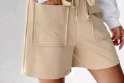 Flap Pocket Tie-Waist Apricot Shorts S
