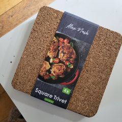 Cork Square Trivet 20x20cm 4pcs NEW