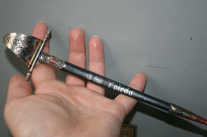Vintage Miniature Toledo Damascene Sword Letter Opener 1960's Brass and Steel - 9"